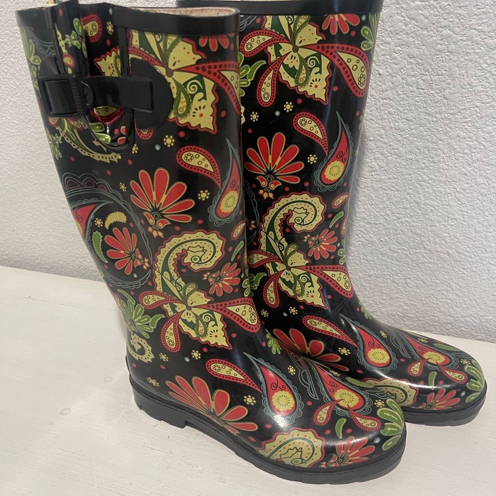 Floral Paisley Women's Rain Boots